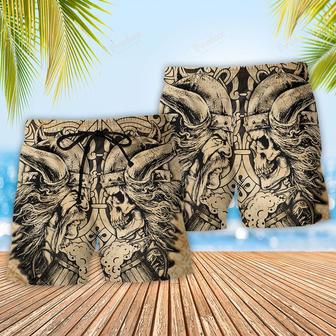 Viking Old Man With Skull Vintage Beach Short | Newhawaiianshirts DE