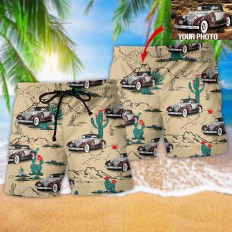 Vintage Car On The Desert Basic Style Custom Photo Beach Short | Newhawaiianshirts DE