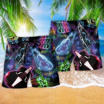 Violin Music Neon Style Beach Short | Newhawaiianshirts