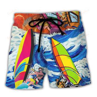 Windsurfing Life Begins At 25 Knots Lovers Windsurfing Beach Short | Newhawaiianshirts AU