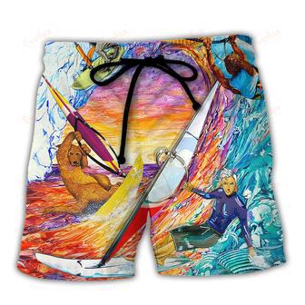 Windsurfing Saved Me From Being a Pornstar Funny Windsurfing Quote Gift Lover Windsurfing Beach Short | Newhawaiianshirts UK