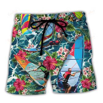 WindsurfingThe Wind Is Calling I Must Go Windsurf Gift Lovers Windsurfing Beach Short | Newhawaiianshirts