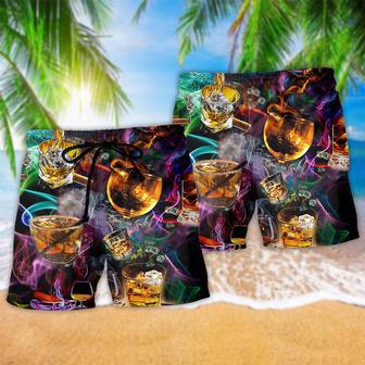 Wine Enjoy Special Drink At Night Fire Beach Short | Newhawaiianshirts AU