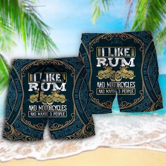 Wine Rum I Like Rum And Motorcycles Beach Short | Newhawaiianshirts DE