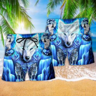 Wolf Blue Mysterious Style Beach Short | Newhawaiianshirts AU