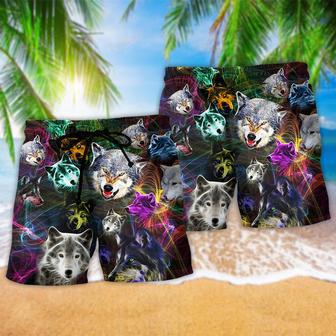 Wolf Brave Wolves Color Beach Short | Newhawaiianshirts DE