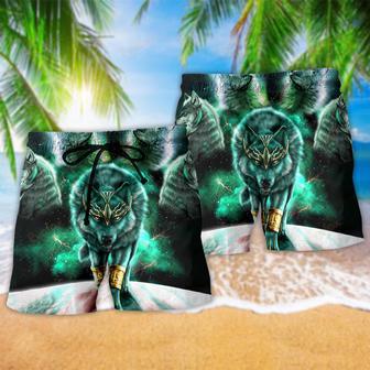 Wolf Worrior Green Color Beach Short | Newhawaiianshirts DE