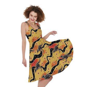 Aboriginal Kangaroo Pattern Print Sleeveless Knee Length Dress | Newhawaiianshirts CA