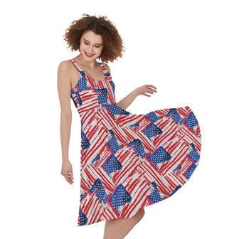 Abstract American Flag Print Sleeveless Knee Length Dress | Newhawaiianshirts AU