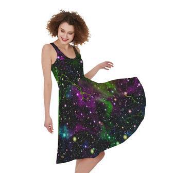 Abstract Dark Galaxy Space Print Sleeveless Knee Length Dress | Newhawaiianshirts AU