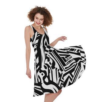 Abstract Dazzle Pattern Print Sleeveless Knee Length Dress | Newhawaiianshirts UK