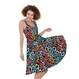 Abstract Funky Pattern Print Sleeveless Knee Length Dress | Newhawaiianshirts DE