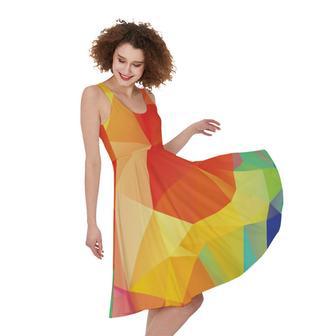 Abstract Polygonal Geometric Print Sleeveless Knee Length Dress | Newhawaiianshirts