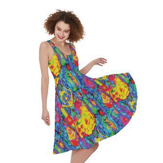 Abstract Psychedelic Print Sleeveless Knee Length Dress | Newhawaiianshirts AU