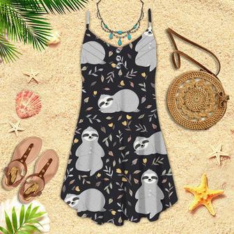 Adorable Sloths Sleeping In The Forest Spaghetti Strap Summer Dress | Newhawaiianshirts UK