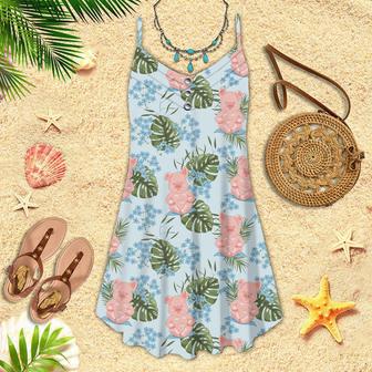 Aesthetic Tropical Pig Spaghetti Strap Summer Dress | Newhawaiianshirts CA