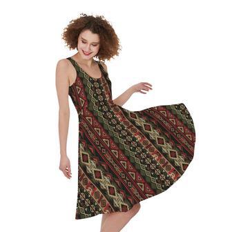 African Ethnic Pattern Print Sleeveless Knee Length Dress | Newhawaiianshirts AU