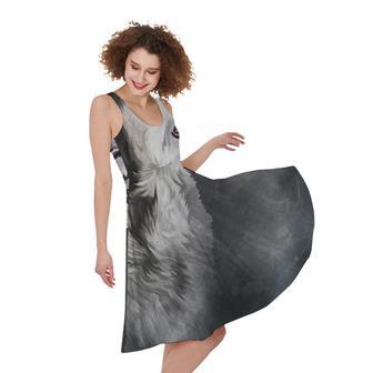 Alaskan Malamute Painting Print Sleeveless Knee Length Dress | Newhawaiianshirts UK