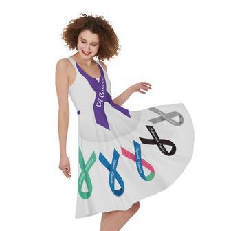 All Cancer Awareness Ribbons Print Sleeveless Knee Length Dress | Newhawaiianshirts CA