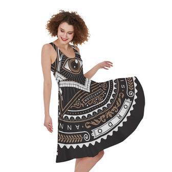 All Seeing Eye Symbol Print Sleeveless Knee Length Dress | Newhawaiianshirts UK