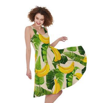 Aloha Banana Pattern Print Sleeveless Knee Length Dress | Newhawaiianshirts CA