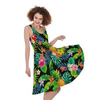 Aloha Hawaiian Tropical Pattern Print Sleeveless Knee Length Dress | Newhawaiianshirts UK