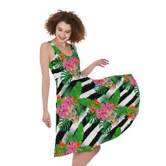 Aloha Skull Striped Pattern Print Sleeveless Knee Length Dress | Newhawaiianshirts AU