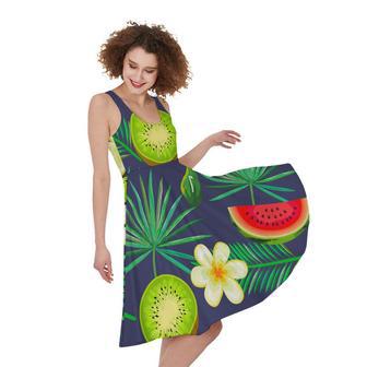 Aloha Tropical Watermelon Pattern Print Sleeveless Knee Length Dress | Newhawaiianshirts CA