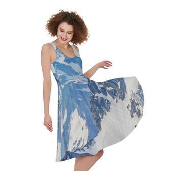 Alps Mountain Print Sleeveless Knee Length Dress | Newhawaiianshirts