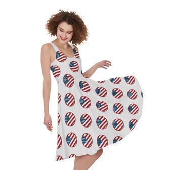 American Circle Flag Pattern Print Sleeveless Knee Length Dress | Newhawaiianshirts UK