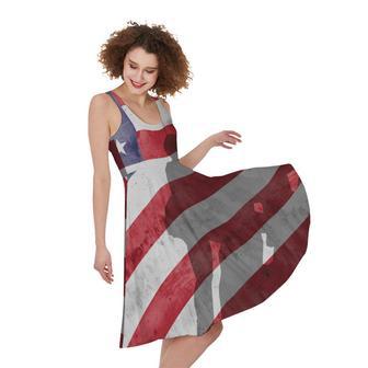 American Flag War Memorial Print Sleeveless Knee Length Dress | Newhawaiianshirts UK