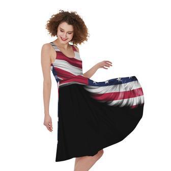 American Flag Wing Print Sleeveless Knee Length Dress | Newhawaiianshirts