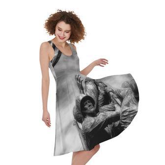 American War Memorial Print Sleeveless Knee Length Dress | Newhawaiianshirts