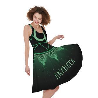 Anahata Chakra Symbol Print Sleeveless Knee Length Dress | Newhawaiianshirts CA