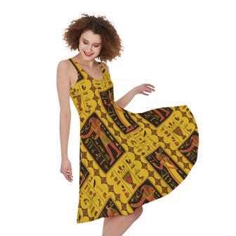 Ancient Egypt Pattern Print Sleeveless Knee Length Dress | Newhawaiianshirts DE