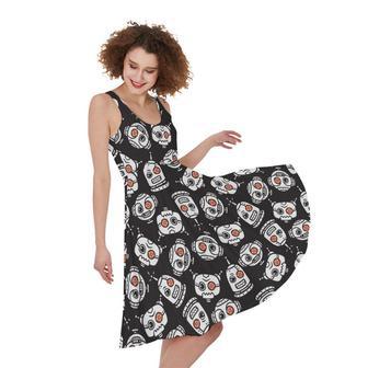 Angry Robot Pattern Print Sleeveless Knee Length Dress | Newhawaiianshirts CA