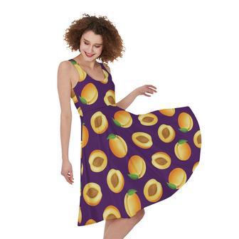 Apricot Fruit Pattern Print Sleeveless Knee Length Dress | Newhawaiianshirts DE