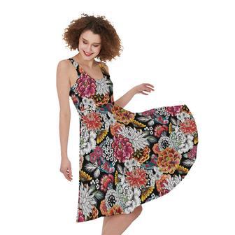 Asian Chrysanthemum Pattern Print Sleeveless Knee Length Dress | Newhawaiianshirts DE