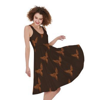 Asian Phoenix Pattern Print Sleeveless Knee Length Dress | Newhawaiianshirts AU