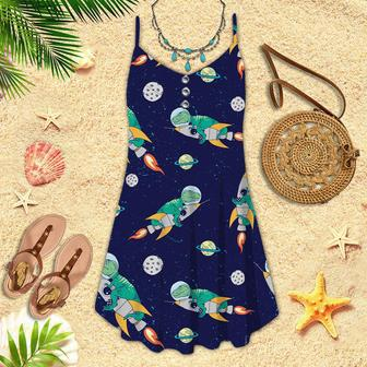 Astronaut Dinosaur In Space Spaghetti Strap Summer Dress | Newhawaiianshirts UK