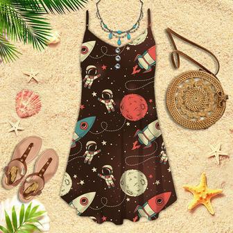 Astronaut Planet Galaxy Spaghetti Strap Summer Dress | Newhawaiianshirts