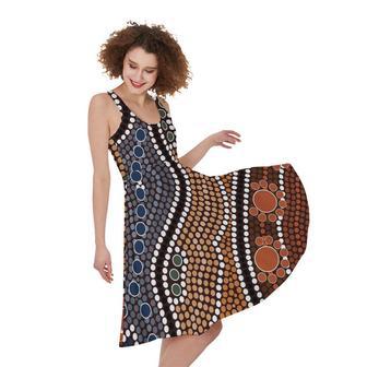 Australia River Aboriginal Dot Print Sleeveless Knee Length Dress | Newhawaiianshirts CA