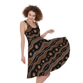 Australian Aboriginal Art Pattern Print Sleeveless Knee Length Dress | Newhawaiianshirts DE