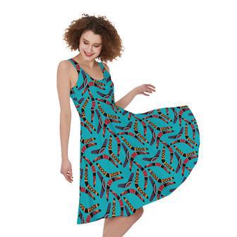 Australian Aboriginal Boomerang Print Sleeveless Knee Length Dress | Newhawaiianshirts UK