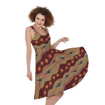 Australian Aboriginal Kangaroo Print Sleeveless Knee Length Dress | Newhawaiianshirts AU