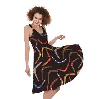 Australian Boomerang Pattern Print Sleeveless Knee Length Dress | Newhawaiianshirts CA