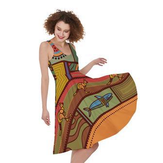 Australian Ethnic Pattern Print Sleeveless Knee Length Dress | Newhawaiianshirts AU