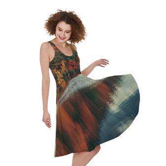 Autumn Lake Print Sleeveless Knee Length Dress | Newhawaiianshirts DE