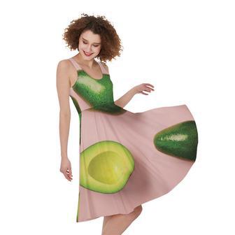 Avocado Cut In Half Pattern Print Sleeveless Knee Length Dress | Newhawaiianshirts AU