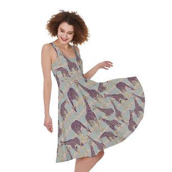 Aztec Giraffe Pattern Print Sleeveless Knee Length Dress | Newhawaiianshirts AU